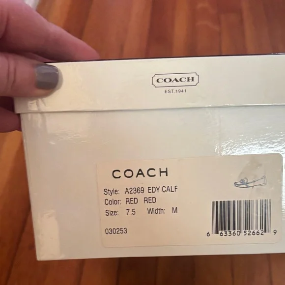 Coach Women's Cherry Red Leather Loafers - Picture 3 of 4